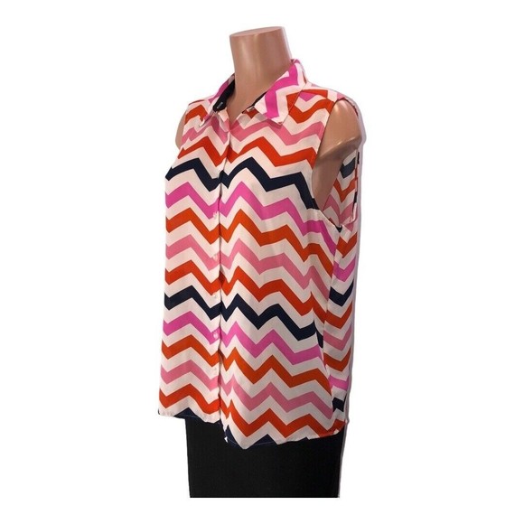 New Direction Size XL tunic blouse flowy Pink/white floral sleeveless v … - Picture 9 of 12